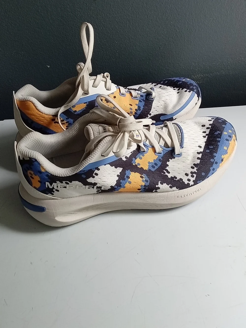 Merrell Morphlite Trail‎ Running Shoes Multi Color Blue Orange Cream Mens 12